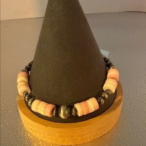 Elegant Sterling Silver and Pink Queen Conch and Silver Beaded Bracelet